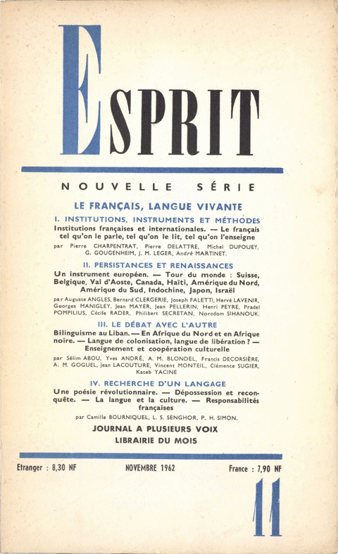 revue Esprit 1962